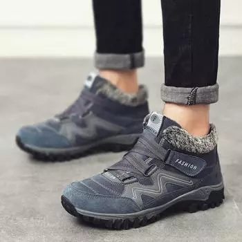 Нескользящие и теплые мужские и женские зимние ботинки, удобные и повседневные хлопковые туфли, большой размер 35-48 35 чёрный