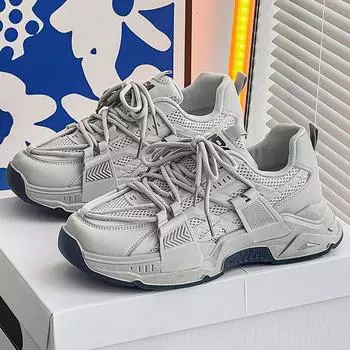 Нескользящие износостойкие модные ретро уличные кроссовки на толстой подошве для взрослых, повседневная спортивная мужская обувь, обувь для папы 39 чёрный