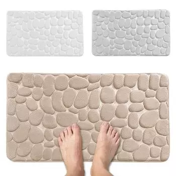 Нескользящие ковры для домашнего декора, напольный коврик с эффектом памяти, коврик для двери в душевую, коврик для ванной комнаты, тисненый булыжник на боковой стороне раковины для ванны белый