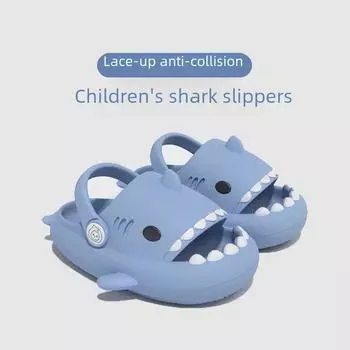 Нескользящие летние сандалии с рисунком акулы для детей - милые тапочки с защитой от столкновений для мальчиков и девочек 200 жёлтый