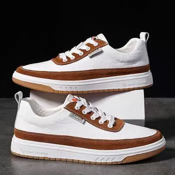 Нескользящие мужские кроссовки, белые повседневные мужские кожаные школьные туфли, модная плоская высококачественная обувь, удобная однотонная мужская обувь на шнуровке 38