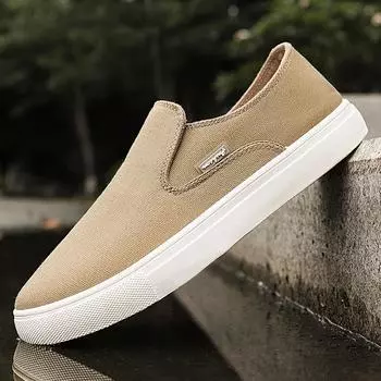 Нескользящие мужские вулканизированные туфли, новые модные мужские парусиновые туфли, дышащая обувь для ходьбы, универсальные мокасины, кроссовки для отдыха и прогулок 39 чёрный