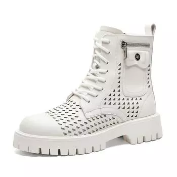 Нескользящие мужские высокие повседневные кожаные ботинки в уличном стиле, мотоциклетные ботинки, новые стильные ботильоны, толстая подошва, обувь для ходьбы 38