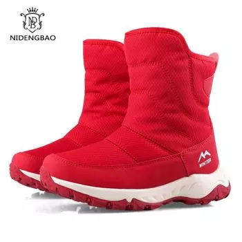 Нескользящие непромокаемые зимние ботинки Rimocy для женщин, 2024 г., толстые плюшевые зимние ботильоны, женская теплая обувь на платформе с хлопковой подкладкой 36 красный