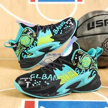 Нескользящие носимые и модные модные детские баскетбольные кроссовки унисекс, новая спортивная обувь 35 синий