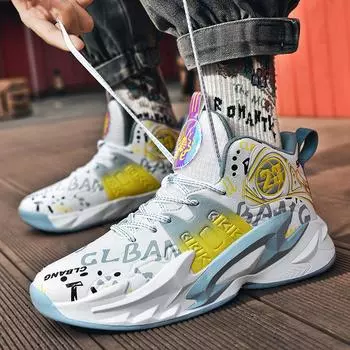 Нескользящие носимые и модные модные детские баскетбольные кроссовки унисекс, новая спортивная обувь 35 чёрный