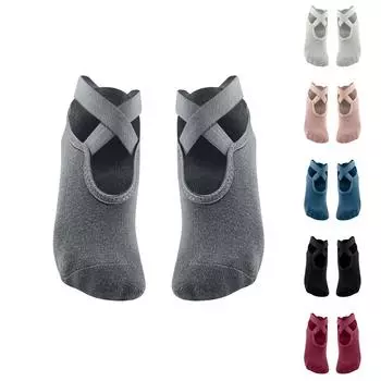 Нескользящие носки для йоги, осенние и зимние, толстые хлопковые носки для пилатеса, открытые для подъема стопы, для танцев в помещении, для фитнеса, для взрослых женщин One Size винный