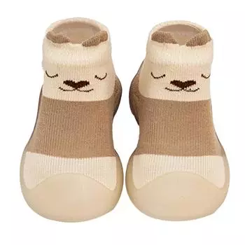 Нескользящие носки для малышей, хлопковые нескользящие носки с мягкой подошвой, детские тапочки, коричневые 24/25 18/19 11.5cm
