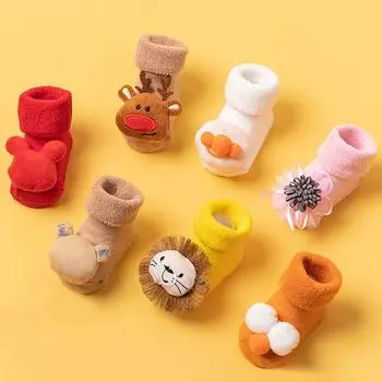 Нескользящие носки для новорожденных и малышей, домашние напольные рождественские противоскользящие теплые аксессуары для ходьбы 0-1years old