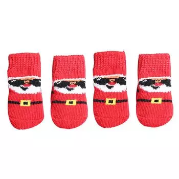 Нескользящие носки для собак, защита для лап, рождественские чулки для собак, рождественские украшения для кошек и собак L/ L7A0 Red-L