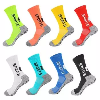 Нескользящие носки для женщин и мужчин с подушечками для футбола, йоги, футбола, тренажерного зала, носки-трубочки, носки средней длины чёрный