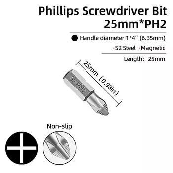 Нескользящие отвертки с крестовой головкой, крестообразная дрель, магнитная отвертка 1/4 дюйма, ручные инструменты PH1/PH2/PH3/PZ1/PZ2/PZ3