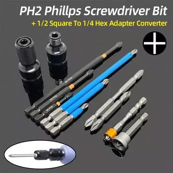 Нескользящие отвертки с крестовой головкой, крестообразная дрель, магнитная отвертка 1/4 дюйма, ручные инструменты PH1/PH2/PH3/PZ1/PZ2/PZ3