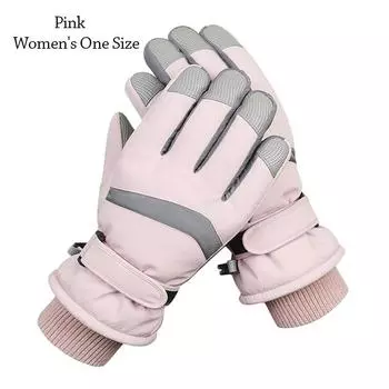 Нескользящие перчатки для вождения, флисовые лыжные перчатки, регулируемые перчатки с сенсорным экраном, мужские, женские Women s One Size-Pink