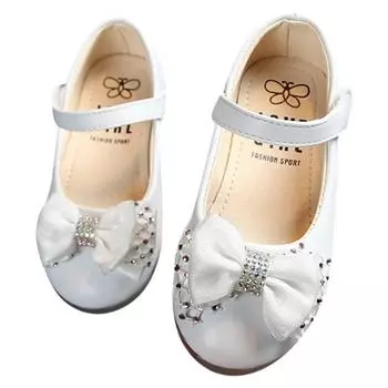 Нескользящие повседневные кроссовки с блестками и бантом для маленьких девочек, прогулочная обувь принцессы из искусственной кожи на мягкой подошве для малышей 25