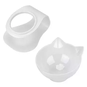 Нескользящие прочные двойные миски для кошек, миска для собак с приподнятой подставкой, защита шейного отдела позвоночника White