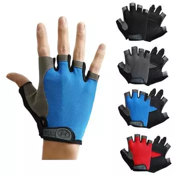 Нескользящие противоскользящие перчатки с полупальцами, мотоциклетные перчатки, эластичные шоковые перчатки для фитнеса и езды на велосипеде, дышащие мужские и женские перчатки с полупальцами, велосипедные M чёрный