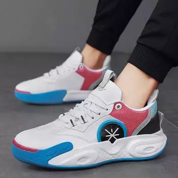 Нескользящие пружинящие дышащие баскетбольные кроссовки мужские молодежные дышащие коврики для цементного пола студенческие настоящие боевые спортивные кроссовки 41