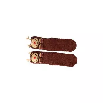 Нескользящие японские мягкие мультяшные женские носки Harajuku Coral Velvet, средние носки-трубы для Рождества B