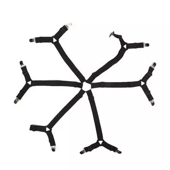 Нескользящие регулируемые захваты для матрасов Зажимы для простыней Угловые ремни для одеяла Чехлы для диванов Противоскользящие застежки Однотонные простые товары для дома One Size чёрный