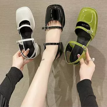 Нескользящие сандалии с круглым носком, женская повседневная летняя пляжная элегантная обувь на открытом воздухе, корейская модная обувь для вечеринок, женский дизайн 40 белый