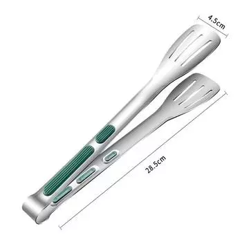 Нескользящие щипцы для еды из нержавеющей стали, зажим для мяса и хлеба, зажим для гриля, фуршетный зажим, кухонные принадлежности, кухонные принадлежности, щипцы с силиконовой ручкой 12 inch серебряный