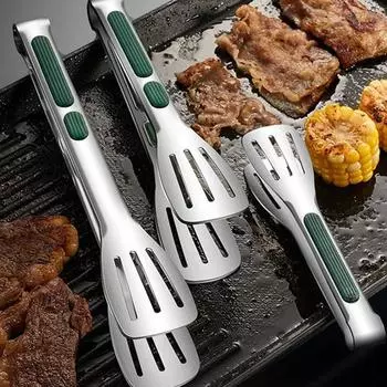 Нескользящие щипцы для еды из нержавеющей стали, зажим для мяса, хлеба, зажим для гриля-шведского стола, кухонные принадлежности, кухонные аксессуары 7 inch серебряный