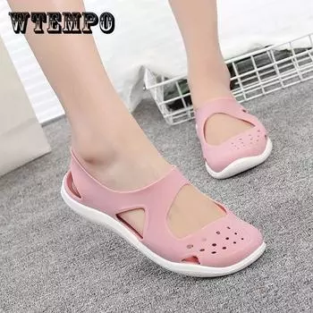 Нескользящие студенческие пляжные сандалии Baotou с мягкой подошвой, туфли с отверстиями, пластиковые сандалии 39 розовый