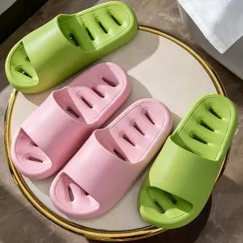 Нескользящие тапочки для ванной для мужчин и женщин, летние домашние тапочки для ванной комнаты из ЭВА с защитой от протечек 35-36 зелёный