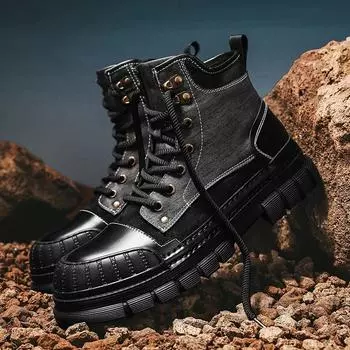 Нескользящие теплые зимние ботинки, новые классические мужские кожаные мотоциклетные ботинки, повседневная обувь для мужчин на открытом воздухе, модные ботинки на толстой подошве 39