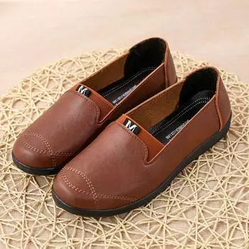 Нескользящие туфли-лоферы с мягкой подошвой для женщин среднего и пожилого возраста на весну и осень, удобные повседневные туфли без застежек для мам 35