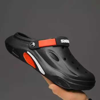 Нескользящие туфли с дырочками на толстой подошве, мужские нескользящие и износостойкие тапочки-мешки, спортивные пляжные сандалии с эффектом наступания на дерьмо 39 серый