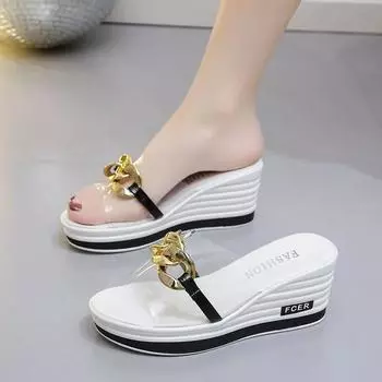 Нескользящие туфли, высокие женские тапочки и сандалии, шикарные элегантные с оптовой продажей, модные распродажа тапочек 35