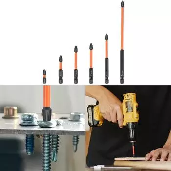 Нескользящие ударные головки, прочная крестообразная твердость с высоким крутящим моментом, водонепроницаемые отвертки 25/50/65/70/90/150 мм 6Pcs