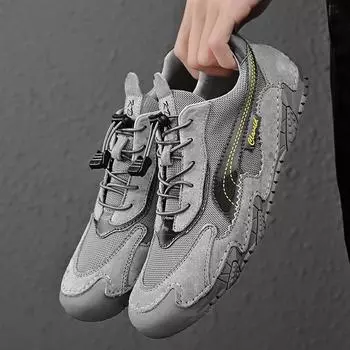 Нескользящие уличные мужские туфли для вождения, кожаные мужские туфли, повседневные 2024, стильные мужские дышащие кроссовки, новые удобные мужские мокасины 38 чёрный