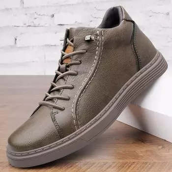 Нескользящие универсальные мужские кроссовки на шнуровке из натуральной кожи повседневная обувь с высоким берцем для ходьбы теплые зимние мужские ботильоны кроссовки 37