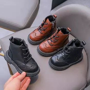 Нескользящие водонепроницаемые сапоги для маленьких мальчиков и девочек на молнии 26