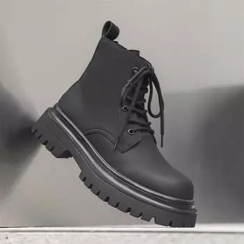 Нескользящие высокие мужские повседневные кожаные ботинки с боковой молнией для езды на мотоцикле, мужские зимние плюшевые ботинки для снега, удобная мужская обувь для езды на мотоцикле 38