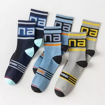 Нескользящие высокоэластичные мужские и женские носки спортивные компрессионные носки футбольные чулки велосипедные носки L-Lake Blue Men