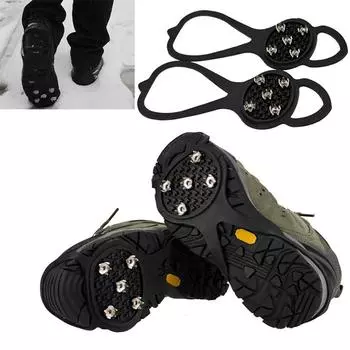 Нескользящие захваты для льда и снега, зимние походные и пешие прогулки, обувь для захвата, снаряжение для скалолазания с шипами чёрный
