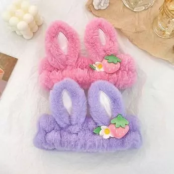 Нескользящие женские аксессуары для волос, резинка для волос для мытья лица, эластичная тюрбан для волос, мультяшная плюшевая повязка на голову розовый