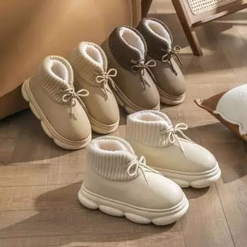 Нескользящие женские ботинки, теплая зимняя женская хлопковая обувь, плюшевые ботинки без застежек для мужчин, домашние ботинки для пар на платформе, ботильоны Botas Mujer 36-37