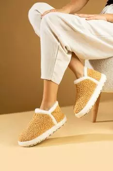 Нескользящие женские домашние ботинки и тапочки на толстой подошве из плюша P01-33-23