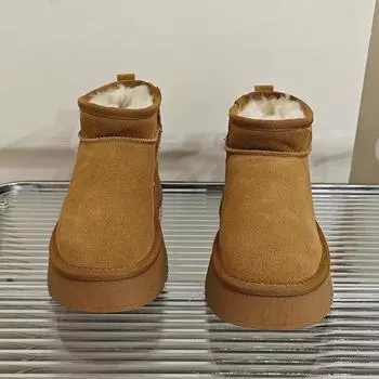 Нескользящие зимние ботинки с толстой подошвой, с круглым носком, с подкладкой из утолщенного хлопка 35 верблюд