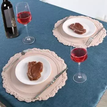 Нескользящий эластичный силиконовый коврик с цветочным кружевом, более толстый настольный коврик для дома синий