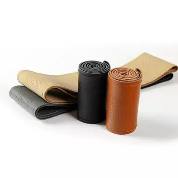 Нескользящий автомобильный чехол на руль из коровьей кожи, автомобильные аксессуары для шитья своими руками серый