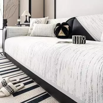 Нескользящий чехол для дивана из ледяного шелка, летний универсальный чехол для дивана в полоску, роскошный дышащий чехол для дивана, наволочка для гостиной 70x70