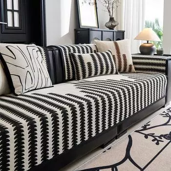 Нескользящий чехол для дивана из шенилла, полосатый коврик для дивана, утолщенные высококачественные чехлы для дивана для гостиной, Г-образный диван, полотенце для домашнего декора 70x70cm 1pcs