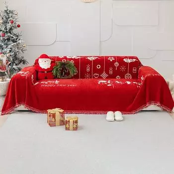Нескользящий чехол для дивана из синели, полотенце, милый праздничный цельный универсальный чехол для дивана с героями мультфильмов, полное покрытие, одеяло 180*130cm красный