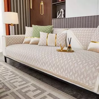 Нескользящий чехол для дивана из синели, четыре сезона, универсальная подушка для дивана для гостиной, геометрический лист, чехол для дивана, домашний декор 70x70cm 1pcs